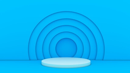 Turquoise podium with circles background. 3d rendering.
