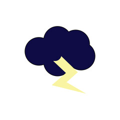Thunderstorm and lightning vector icon.