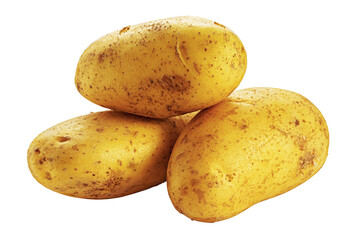 Three potatoes isolated on white background