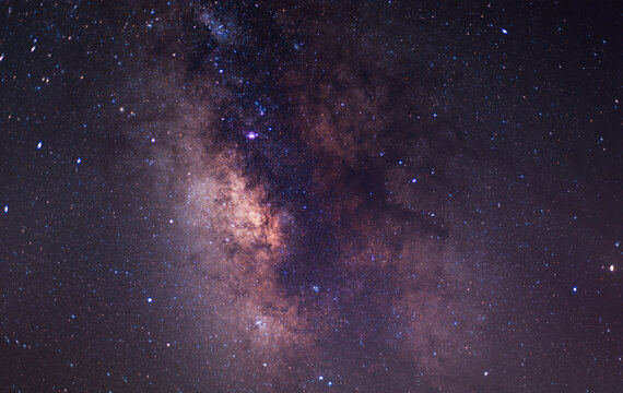 Nebula, the Milky Way, galaxies, and stars shining in the dark sky. closeup view of milky way star reduction © AAref
