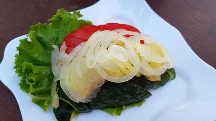 cucumber and tomato salad with onion