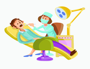 doctor teeth treat chair girl help