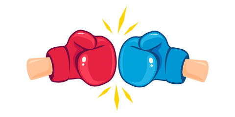 Vector vintage emblem for boxing with gloves.