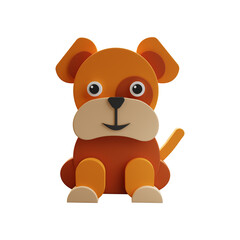 3d dog illustration isolated on white background. Puppy 3D illustration isolated on white background