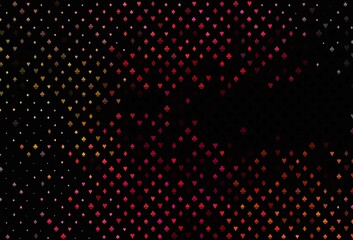 Dark red, yellow vector template with poker symbols.