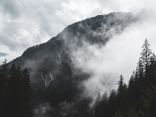 clouds in the mountains