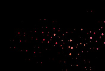 Dark red, yellow vector background with triangles, circles, cubes.