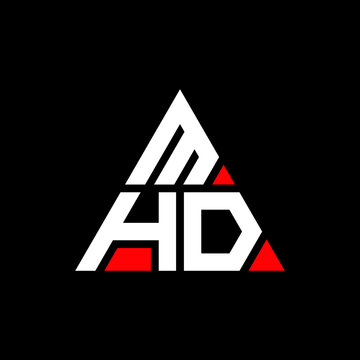 MHD triangle letter logo design with triangle shape. MHD triangle logo design monogram. MHD triangle vector logo template with red color. MHD triangular logo Simple, Elegant, and Luxurious Logo. MHD 
