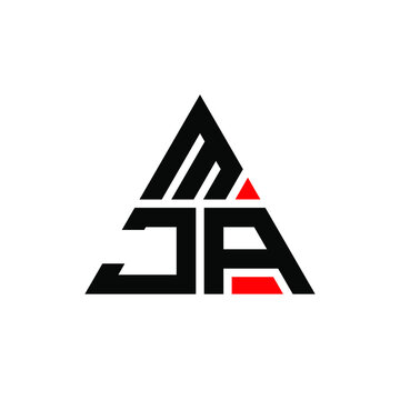 MJA triangle letter logo design with triangle shape. MJA triangle logo design monogram. MJA triangle vector logo template with red color. MJA triangular logo Simple, Elegant, and Luxurious Logo. MJA 
