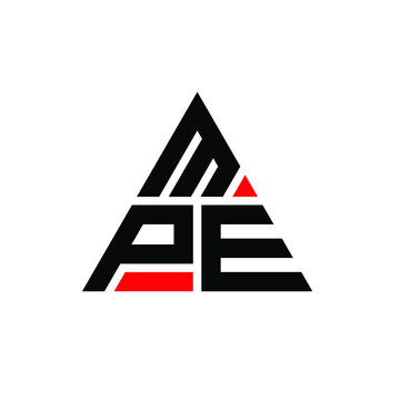 MPE triangle letter logo design with triangle shape. MPE triangle logo design monogram. MPE triangle vector logo template with red color. MPE triangular logo Simple, Elegant, and Luxurious Logo. MPE 

