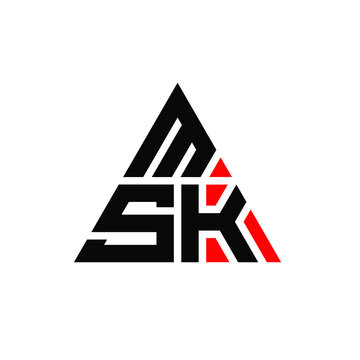 MSK triangle letter logo design with triangle shape. MSK triangle logo design monogram. MSK triangle vector logo template with red color. MSK triangular logo Simple, Elegant, and Luxurious Logo. MSK 
