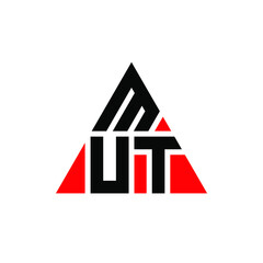 MUT triangle letter logo design with triangle shape. MUT triangle logo design monogram. MUT triangle vector logo template with red color. MUT triangular logo Simple, Elegant, and Luxurious Logo. MUT 
