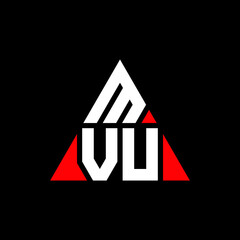 MVU triangle letter logo design with triangle shape. MVU triangle logo design monogram. MVU triangle vector logo template with red color. MVU triangular logo Simple, Elegant, and Luxurious Logo. MVU 
