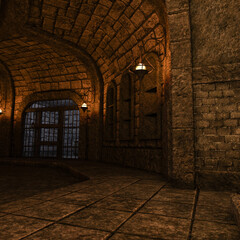 Fototapeta na wymiar 3D-illustration of a mystical dangerous place and dungeon