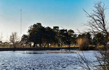 Amazing day of winter in front of the lake