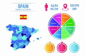 Colorful Spain Map Infographic Template