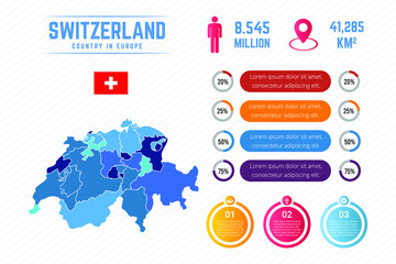 Colorful Switzerland Map Infographic Template