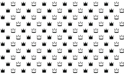 Black and White Crown Seamless Pattern