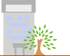 木のあるオフィスビルのイメージ「ソフト」