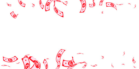 British pound notes falling. Random GBP bills on w