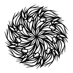 Vector mandala. Hand drawing tattoo. Round ornament. Vector abstract black and white mandala pattern.