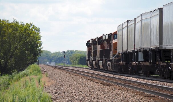 High priority intermodal train speeding across Kansas
