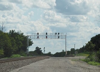 Modern railroad signal bridge, Cassoday, Kansas