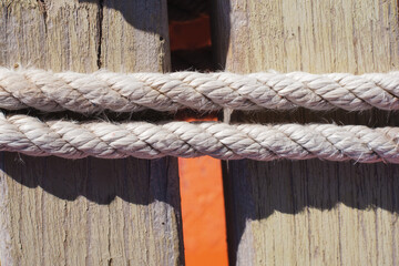 Rope closeup on blue background