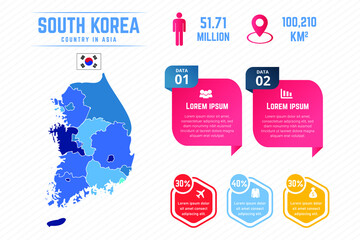 Colorful South Korea Map Infographic Template
