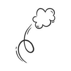 Hand drawn explosion cloud, splash smoke element. Comic doodle sketch style. Splash cloud icon. Isolated vector illustration