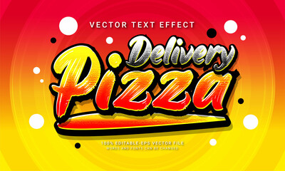 Delivery pizza editable text style effect themed restaurant food menu