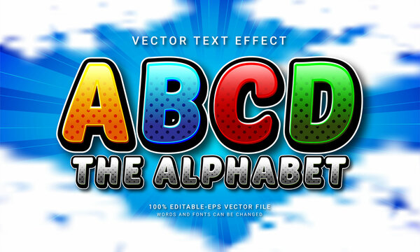 ABCD the alphabet editable text style effect themed education school