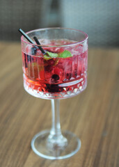 strawberry cocktail with ice and mint	