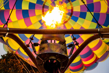 View from Under the Lit Burner in a Hot Air Balloon 