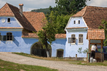 Fototapeta na wymiar blue house in Roades ,Romania ,Brasov, 2019