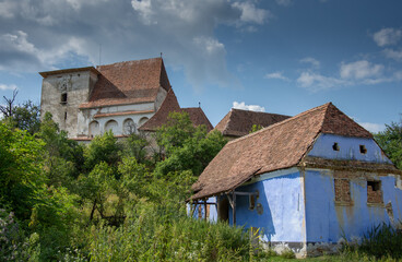 Obraz premium blue house in Romania Brasov, village Roades, 2019 