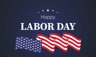 Happy Labor day design illustration, Beautiful USA flag on blue background.