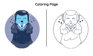 cute animals with coloring page 