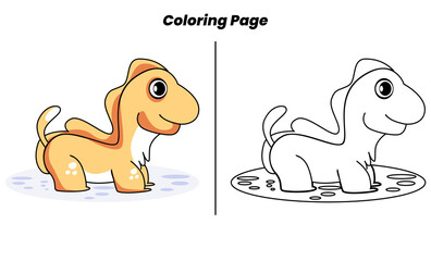 cute animals with coloring page 