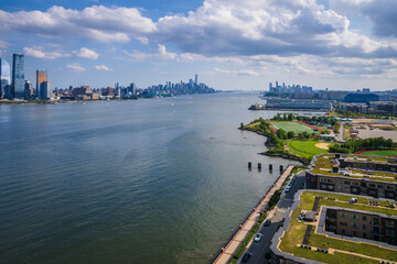 Naklejka premium Aerial of Weehawken New Jersey 