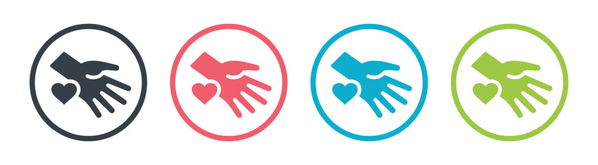Help and charity icon. Hand with love symbol vector illustration
