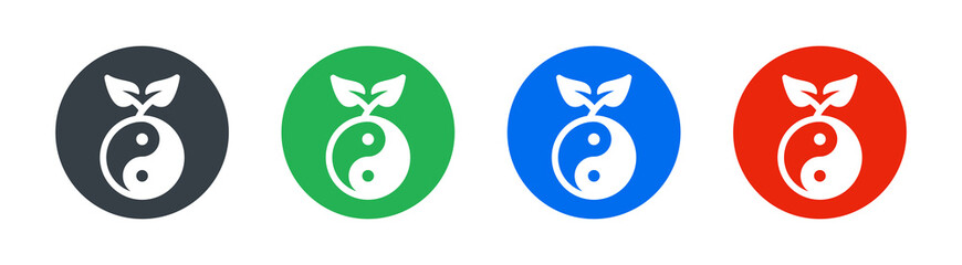 Yin yang balance with plant icon. Harmony symbol vector  illustration
