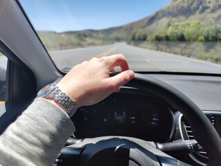 person driving a car