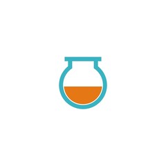 Chemistry flask icon flat design for chemistry laboratory science biotechnology concepts