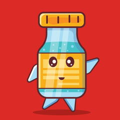 Cute vaccine bottle mascot isolated vector illustration 
