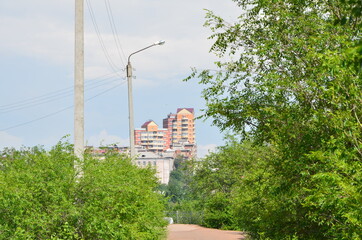 A building with trees