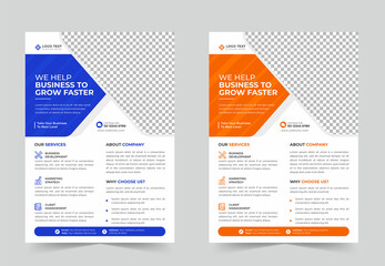 Modern Corporate business flyer template design set or a4 flyer template with blue, green, red and yellow color. marketing, business brochure proposal, promotion flyer.	