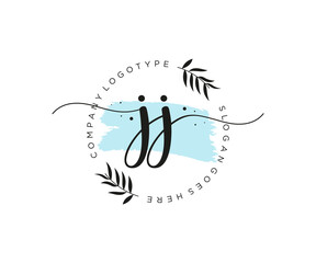initial JJ Feminine logo beauty monogram and elegant logo design, handwriting logo of initial signature, wedding, fashion, floral and botanical with creative template.
