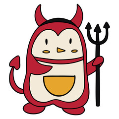 Halloween Penguin flat color illustration for web, wedsite, application, presentation, Graphics design, branding, etc.