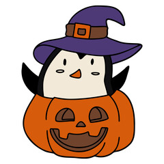 Halloween Penguin flat color illustration for web, wedsite, application, presentation, Graphics design, branding, etc.